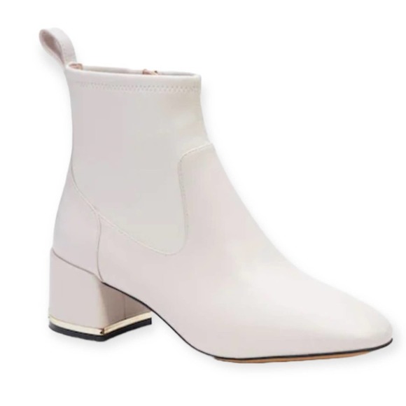 Coach Nala Chalk White Leather Booties Size 8.5 Signature Gold - Picture 6 of 14